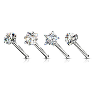 Nose Stud Set Zirconia Silver, 4  pieces