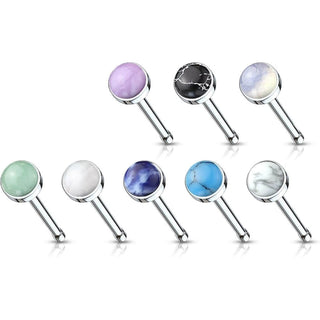 Nose Stud Semi-Precious Stone Round, 8  pieces
