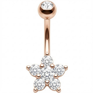 Piercing Ombelico Fiore in Cristallo Cinque Petali