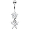Piercing Ombelico Fiore Cristallo Pendente Farfalla