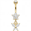 Piercing Ombelico Fiore Cristallo Pendente Farfalla