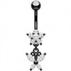 Piercing Ombelico Fiore Cristallo Pendente Farfalla