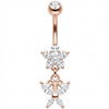 Piercing Ombelico Fiore Cristallo Pendente Farfalla