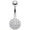 Piercing Ombelico Disco Tondo Pavé Cristalli