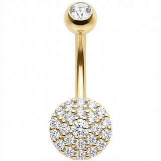 Piercing Ombelico Disco Tondo Pavé Cristalli