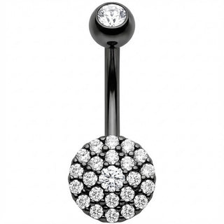 Piercing Ombelico Disco Tondo Pavé Cristalli