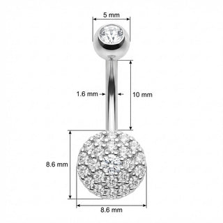 Piercing Ombelico Disco Tondo Pavé Cristalli