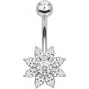 Piercing Ombelico Fiore Cristalli Taglio Marquise