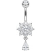 Piercing Ombelico Fiore di Cristallo con Goccia