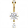 Piercing Ombelico Fiore di Cristallo con Goccia