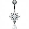 Piercing Ombelico Fiore di Cristallo con Goccia