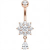 Piercing Ombelico Fiore di Cristallo con Goccia