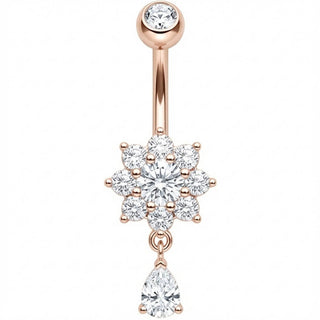 Piercing Ombelico Fiore di Cristallo con Goccia