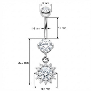Piercing Ombelico Pendente Fiore di Cristallo