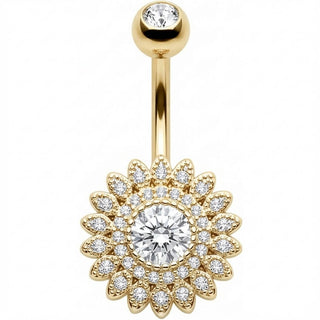 Piercing Ombelico Girasole Pavé di Cristalli