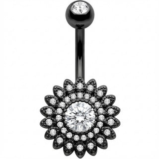 Piercing Ombelico Girasole Pavé di Cristalli