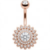 Piercing Ombelico Girasole Pavé di Cristalli