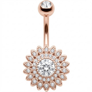 Piercing Ombelico Girasole Pavé di Cristalli