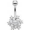 Piercing Ombelico Fiocco Neve Cristallo Baguette