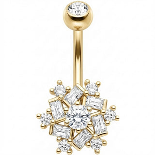 Piercing Ombelico Fiocco Neve Cristallo Baguette