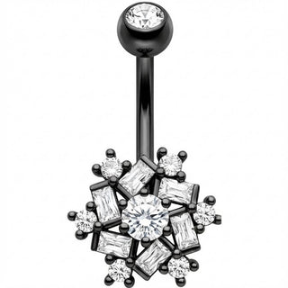 Piercing Ombelico Fiocco Neve Cristallo Baguette