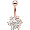 Piercing Ombelico Fiocco Neve Cristallo Baguette