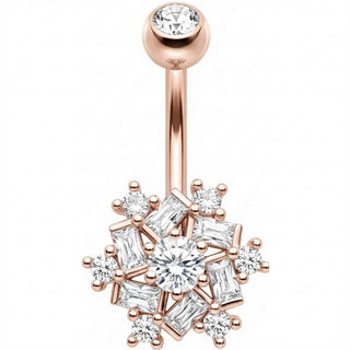 Piercing Ombelico Fiocco Neve Cristallo Baguette