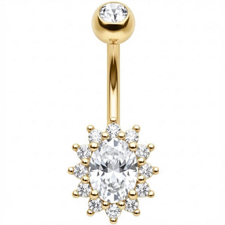 Piercing Ombelico Halo Cristallo Ovale Raggiante
