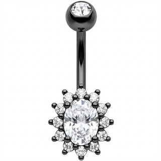 Piercing Ombelico Halo Cristallo Ovale Raggiante