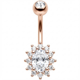 Piercing Ombelico Halo Cristallo Ovale Raggiante