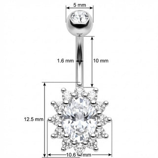 Piercing Ombelico Halo Cristallo Ovale Raggiante