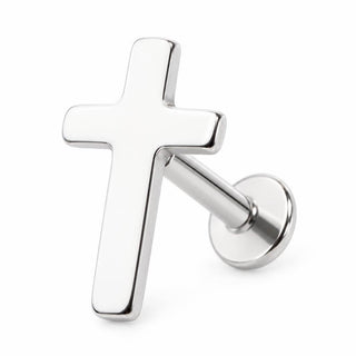 Titanium Labret Cross Symbol Design Internally Threaded