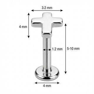 Titanio Labret Motivo Croce Arrotondata Filettatura Interna