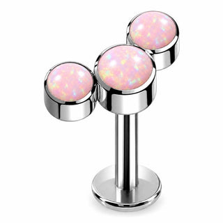 Titanium Labret Triple Opal Curve Internally Threaded