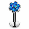 Titanium Labret Opal Flower Cluster Internally Threaded