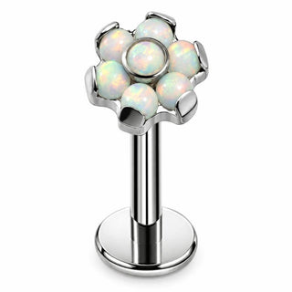 Titanium Labret Opal Flower Cluster Internally Threaded
