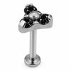 Titanium Labret Three Crystal Trinity Cluster Internally Threaded