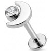 Titanio Labret Mezzaluna con Cristallo Chiaro Filettatura Interna
