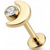 Titanio Labret Mezzaluna con Cristallo Chiaro Filettatura Interna