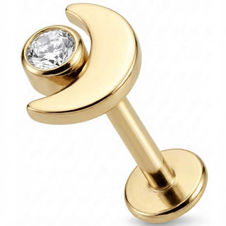 Titanio Labret Mezzaluna con Cristallo Chiaro Filettatura Interna