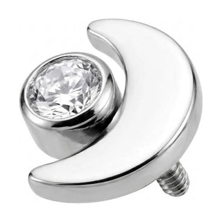 Titanium Top Crescent Moon And Zirconia Internally Threaded