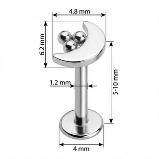 Titanio Labret Mezzaluna Con Tre Sfere Filettatura Interna