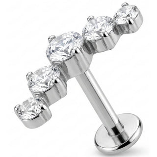 Titanio Labret Arco Curvo con Cinque Cristalli Filettatura Interna