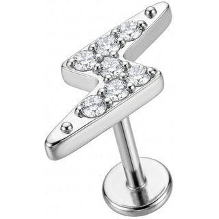 Titanio Labret Saetta con Cristalli Chiari Filettatura Interna