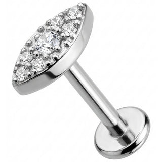 Titanio Labret Forma Marquise Pavé di Cristalli Filettatura Interna