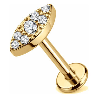 Titanium Labret Crystal Paved Marquise Shape Internally Threaded