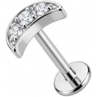 Titanio Labret Arco Curvo Tre Cristalli Filettatura Interna