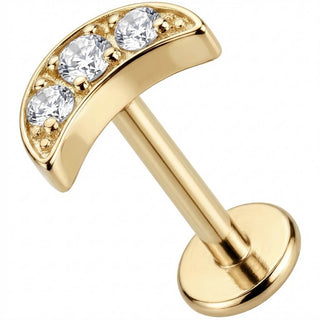 Titanio Labret Arco Curvo Tre Cristalli Filettatura Interna