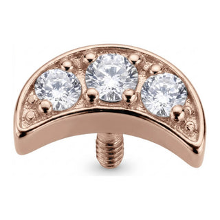 Titanium Top Crescent Moon Triple Zirconia Internally Threaded