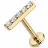 Titanio Labret Barretta con Cinque Cristalli Filettatura Interna